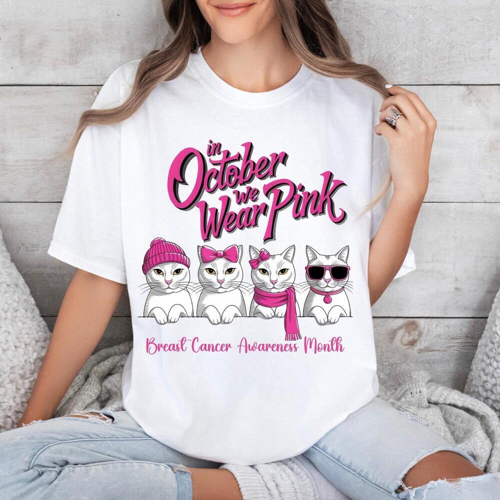 Awareness Month Shirt In October We Wear S T-Shirt Cat Shirt